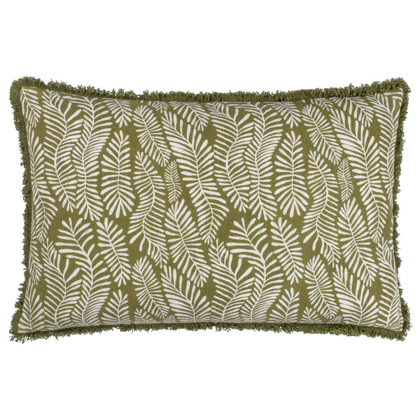 Frond 40x60 Feather Filled Cushion Olive - Canwell Interiors Limited - Riva