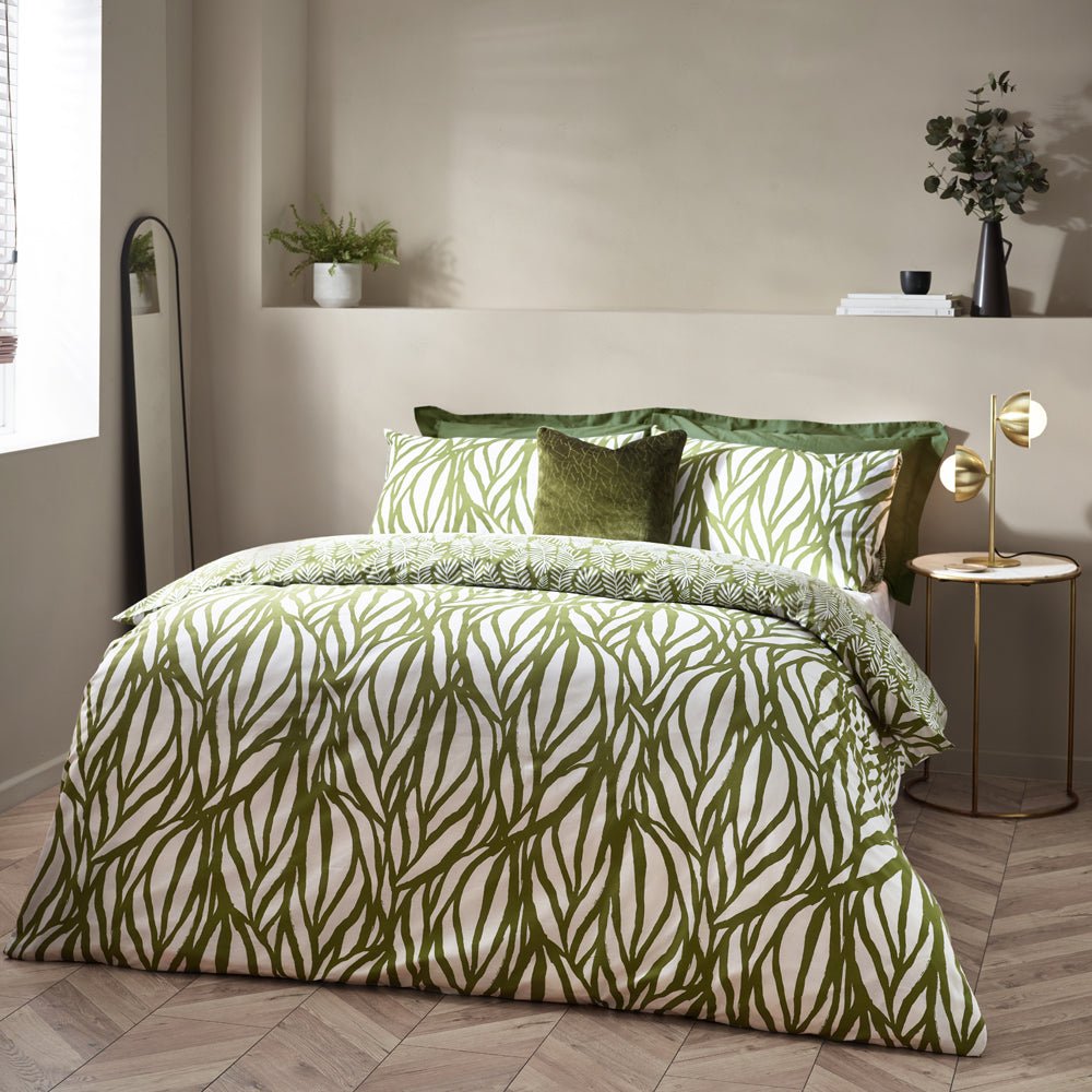 Frond Single Duvet Set Olive - Canwell Interiors Limited - Riva