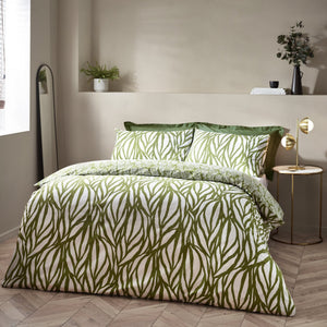 Frond Super King Duvet Set Olive - Canwell Interiors Limited - Riva