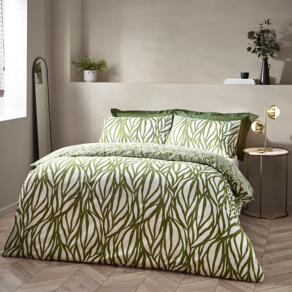 Frond Super King Duvet Set Olive - Canwell Interiors Limited - Riva
