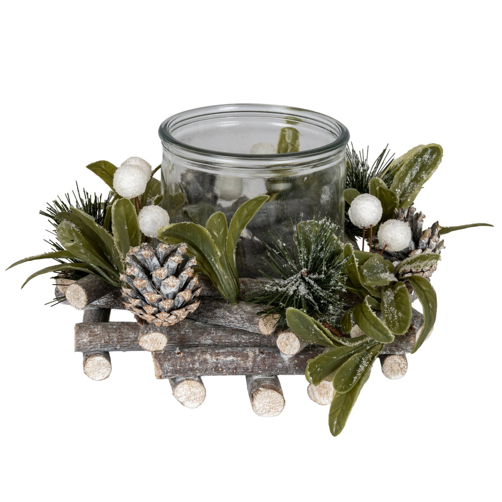 Frosted Mistletoe And Pine Candle Wreath - Canwell Interiors Limited - Hills