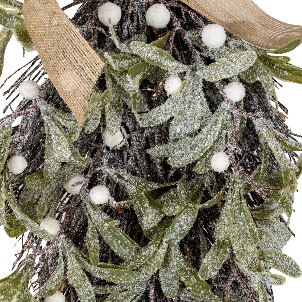 Frosted Mistletoe And Pine Swag With Ribbon - Canwell Interiors Limited - Hills