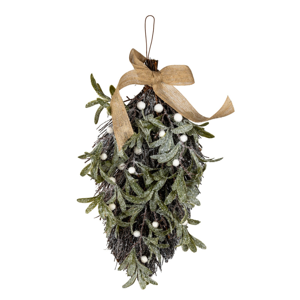 Frosted Mistletoe And Pine Swag With Ribbon - Canwell Interiors Limited - Hills