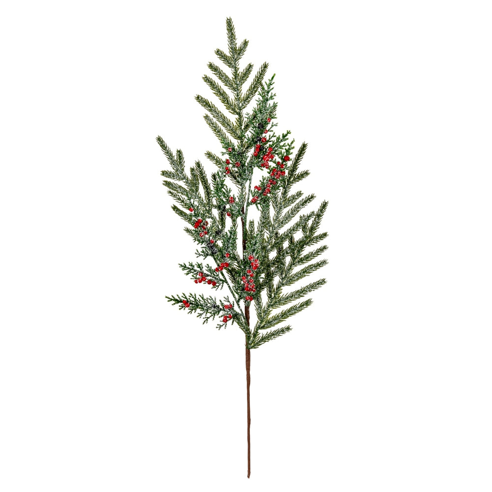 Frosted Pine Branch Spray With Winter Berries - Canwell Interiors Limited - Hills