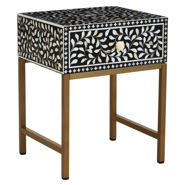 Fusion 1 Drawer Side Table with Bone Inlay - Canwell Interiors Limited - Xshowhome