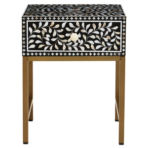 Fusion 1 Drawer Side Table with Bone Inlay - Canwell Interiors Limited - Xshowhome