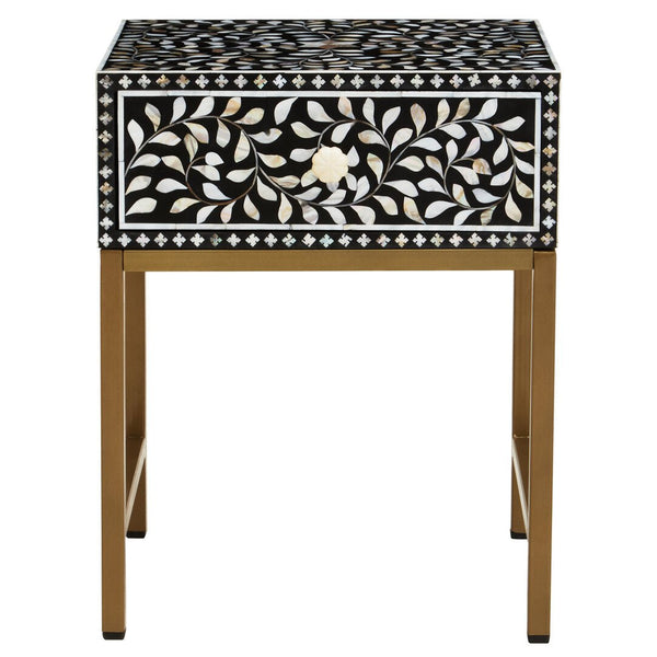 Fusion 1 Drawer Side Table with Bone Inlay - Canwell Interiors Limited - Xshowhome