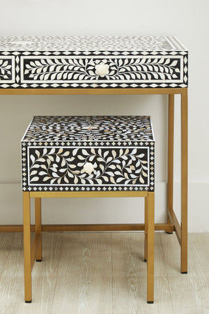 Fusion 1 Drawer Side Table with Bone Inlay - Canwell Interiors Limited - Xshowhome