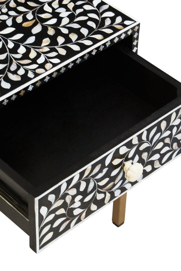 Fusion 1 Drawer Side Table with Bone Inlay - Canwell Interiors Limited - Xshowhome