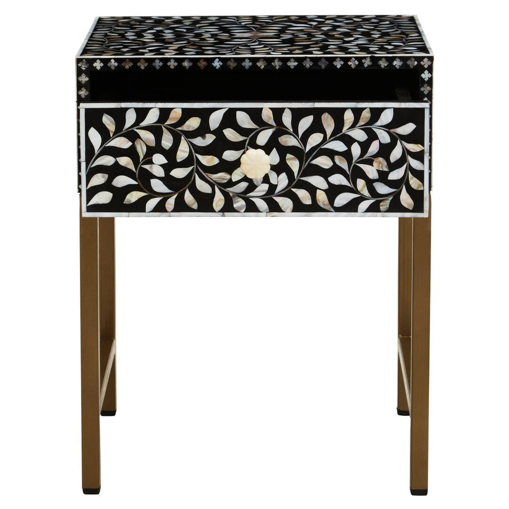 Fusion 1 Drawer Side Table with Bone Inlay - Canwell Interiors Limited - Xshowhome