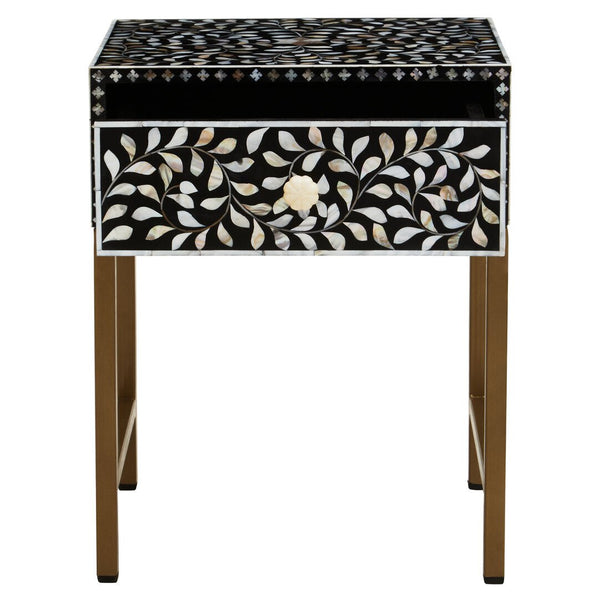 Fusion 1 Drawer Side Table with Bone Inlay - Canwell Interiors Limited - Xshowhome