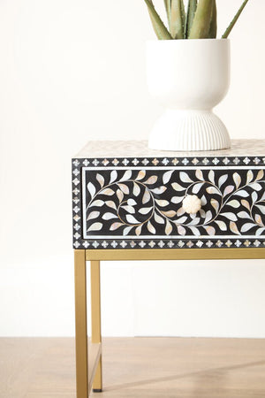 Fusion 1 Drawer Side Table with Bone Inlay - Canwell Interiors Limited - Xshowhome
