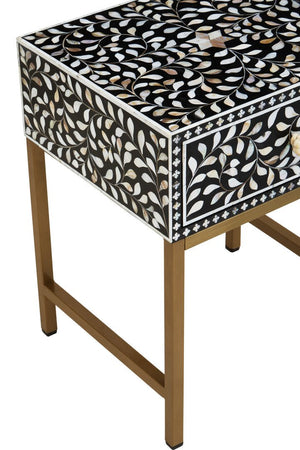 Fusion 1 Drawer Side Table with Bone Inlay - Canwell Interiors Limited - Xshowhome