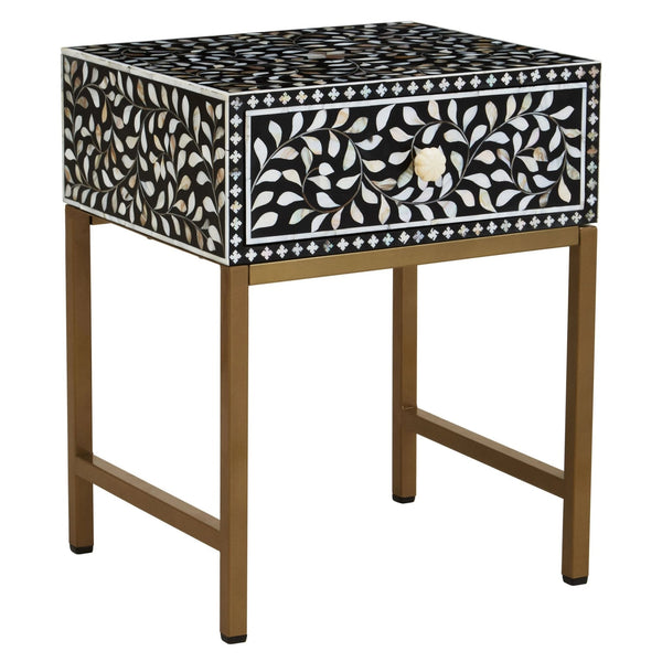 Fusion 1 Drawer Side Table with Bone Inlay - XShowhome Limited - Xshowhome
