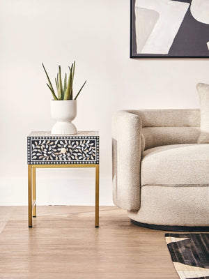 Fusion 1 Drawer Side Table with Bone Inlay - XShowhome Limited - Xshowhome