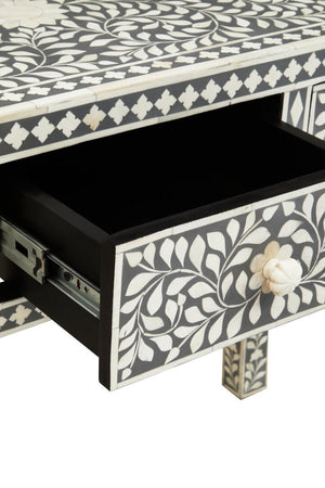 Fusion Bone Inlay Desk with 3 Drawers - Canwell Interiors Limited - Xshowhome