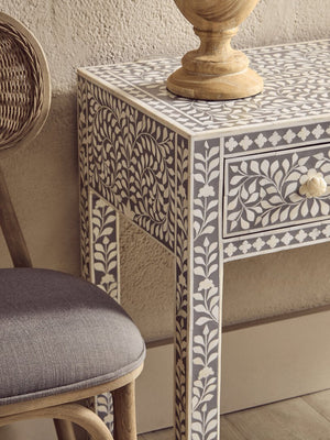 Fusion Bone Inlay Desk with 3 Drawers - Canwell Interiors Limited - Xshowhome