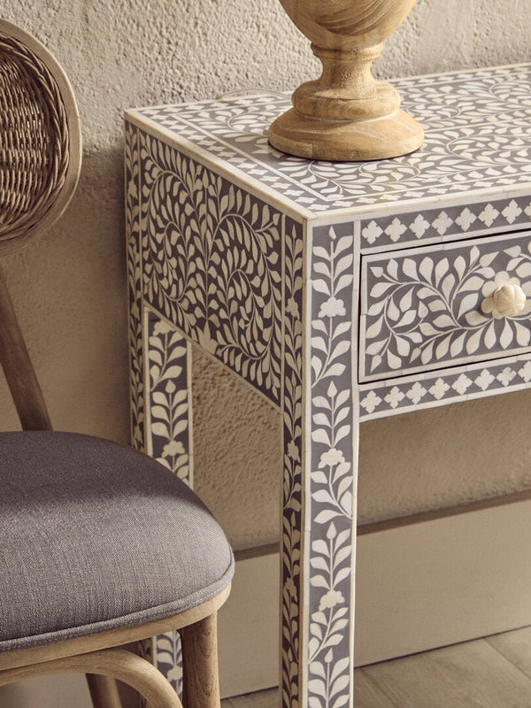 Fusion Bone Inlay Desk with 3 Drawers - Canwell Interiors Limited - Xshowhome