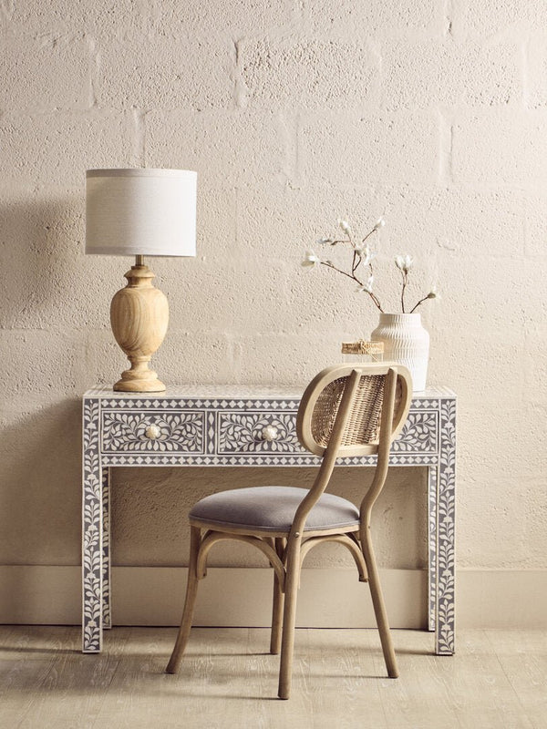 Fusion Bone Inlay Desk with 3 Drawers - Canwell Interiors Limited - Xshowhome