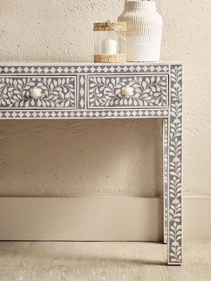 Fusion Bone Inlay Desk with 3 Drawers - Canwell Interiors Limited - Xshowhome