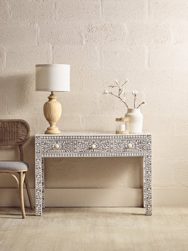 Fusion Bone Inlay Desk with 3 Drawers - Canwell Interiors Limited - Xshowhome