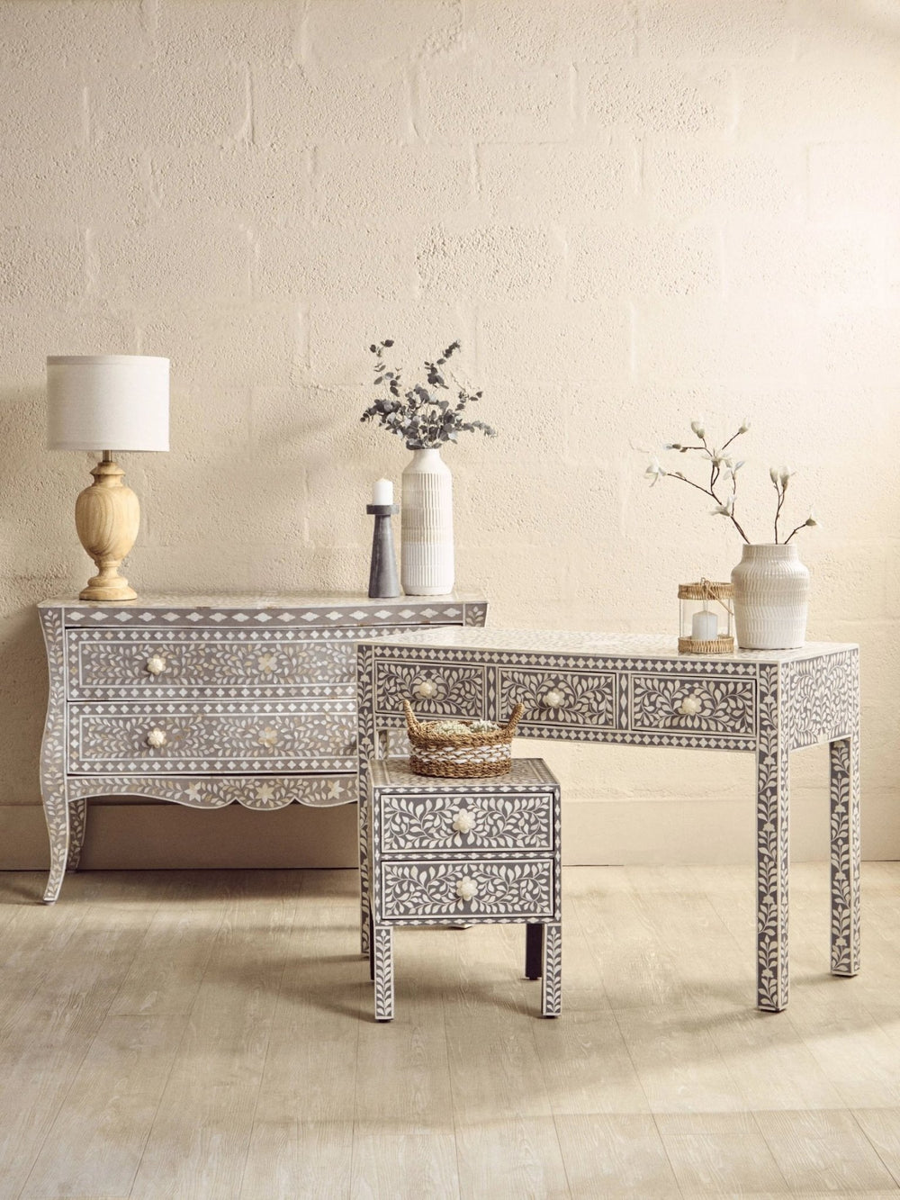 Fusion Bone Inlay Desk with 3 Drawers - XShowhome Limited - Xshowhome
