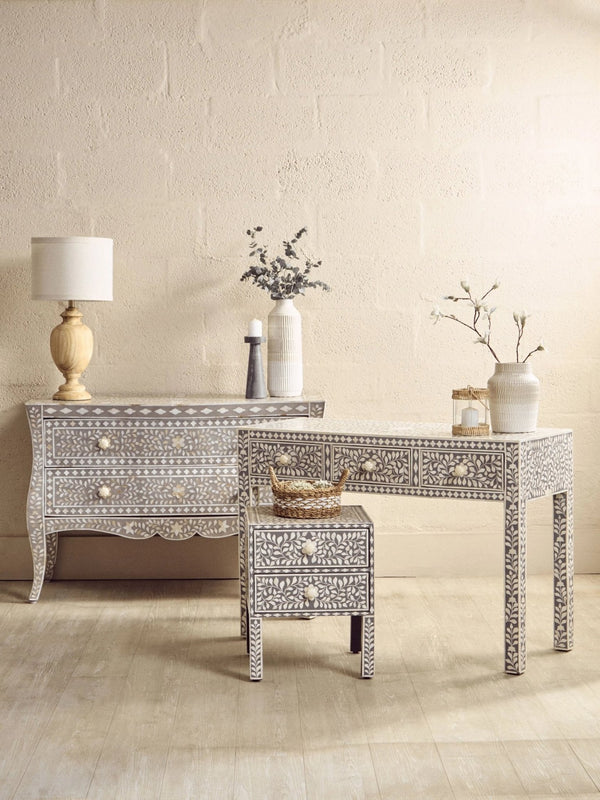 Fusion Bone Inlay Desk with 3 Drawers - XShowhome Limited - Xshowhome