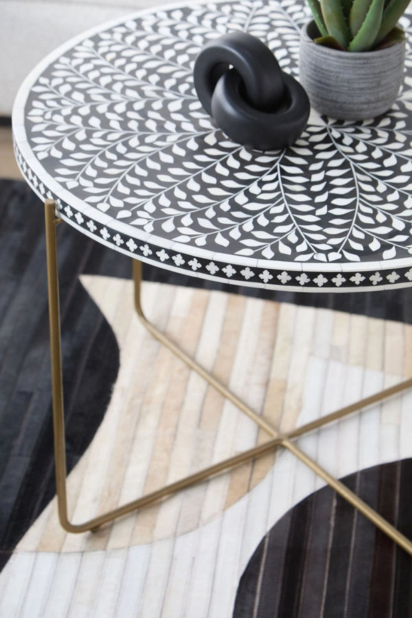 Fusion Bone Inlay Round Coffee Table - XShowhome Limited - Xshowhome