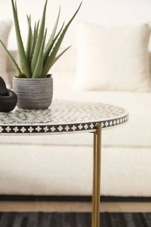 Fusion Bone Inlay Round Coffee Table - XShowhome Limited - Xshowhome