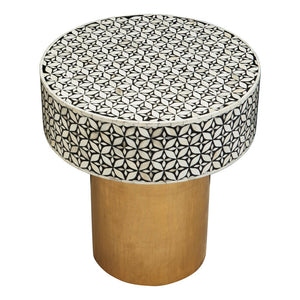 Fusion Bone Inlay Round Side Table with Gold Base - Canwell Interiors Limited - Xshowhome