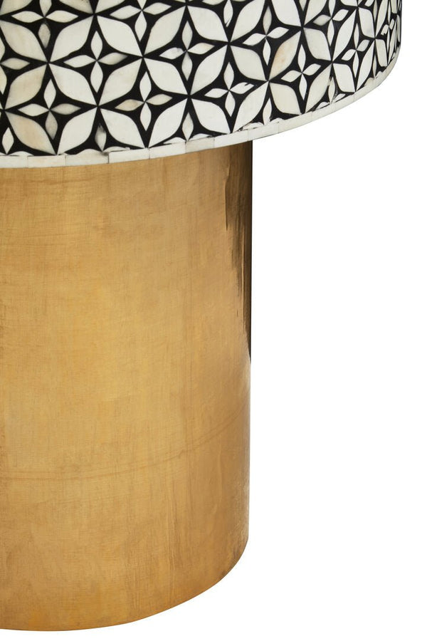 Fusion Bone Inlay Round Side Table with Gold Base - Canwell Interiors Limited - Xshowhome