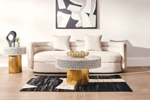 Fusion Bone Inlay Round Side Table with Gold Base - XShowhome Limited - Xshowhome