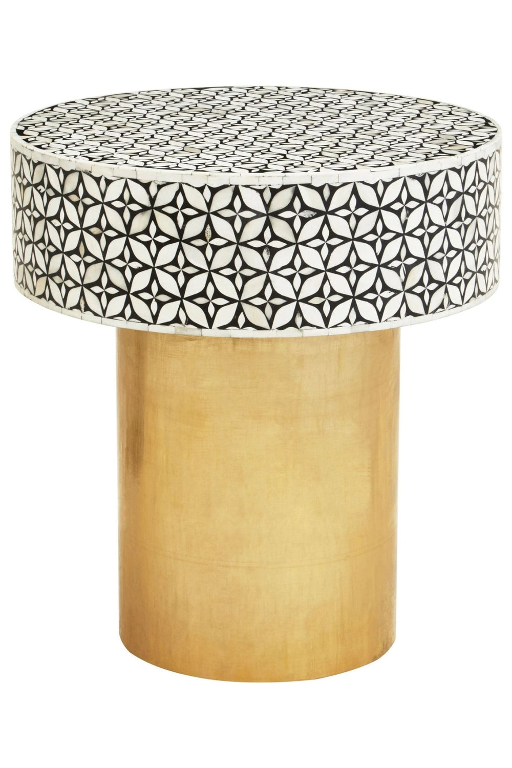 Fusion Bone Inlay Round Side Table with Gold Base - XShowhome Limited - Xshowhome