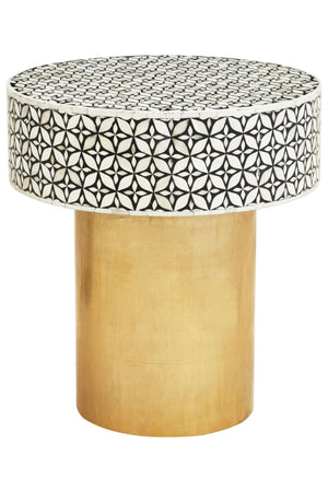 Fusion Bone Inlay Round Side Table with Gold Base - XShowhome Limited - Xshowhome