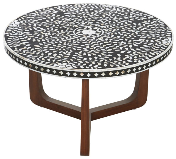 Fusion Mother of Pearl Design Round Coffee Table - XShowhome Limited - Xshowhome