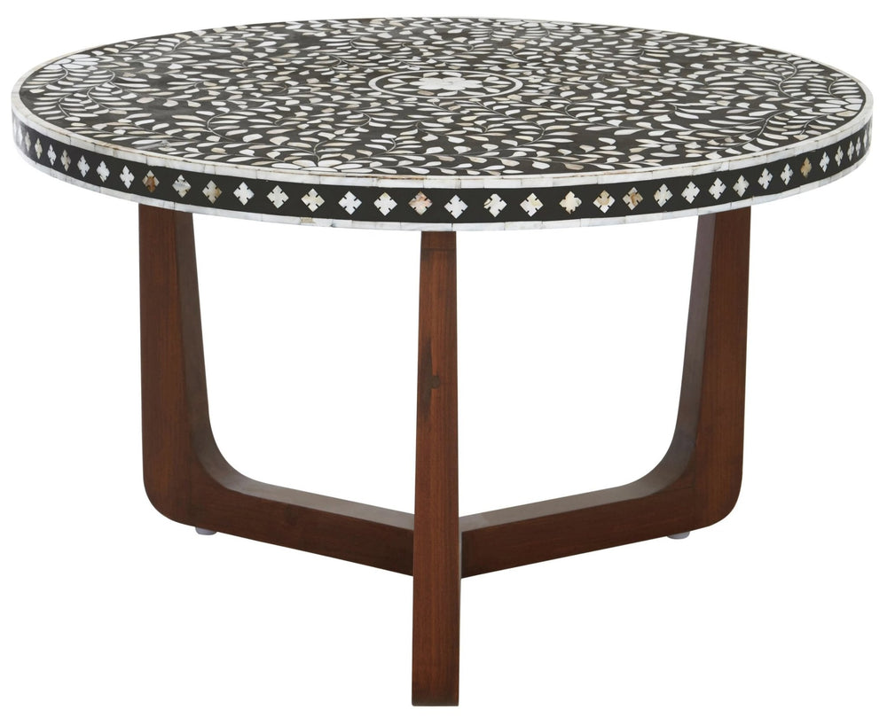 Fusion Mother of Pearl Design Round Coffee Table - XShowhome Limited - Xshowhome