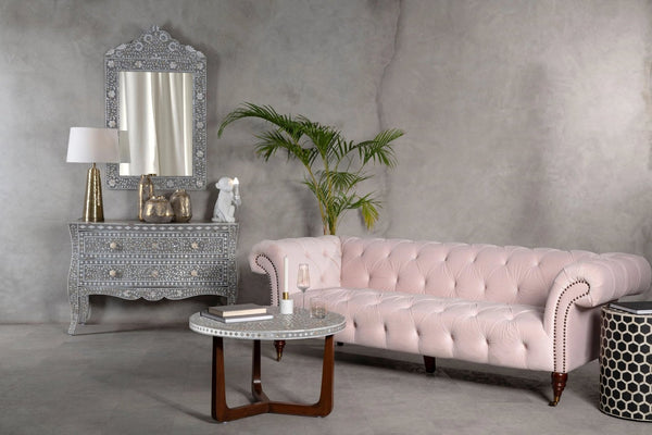 Fusion Mother of Pearl Design Round Coffee Table - XShowhome Limited - Xshowhome