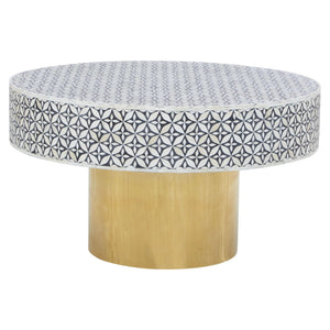 Fusion Round Bone Inlay Coffee Table With Gold Base - XShowhome Limited - Xshowhome