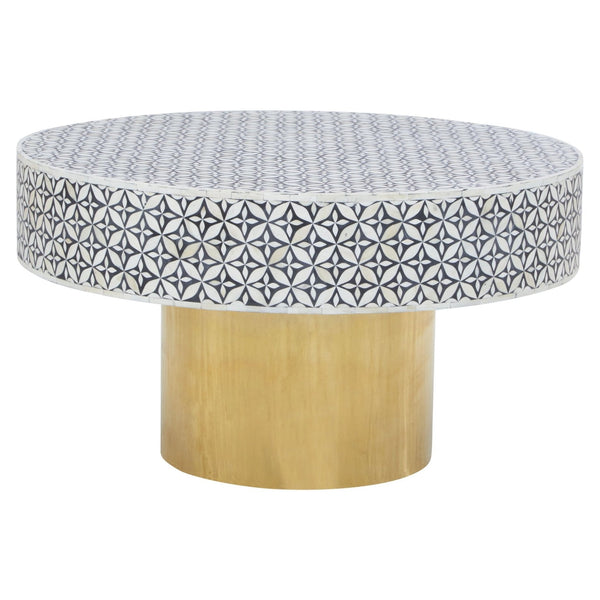 Fusion Round Bone Inlay Coffee Table With Gold Base - XShowhome Limited - Xshowhome