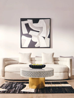 Fusion Round Bone Inlay Coffee Table With Gold Base - XShowhome Limited - Xshowhome