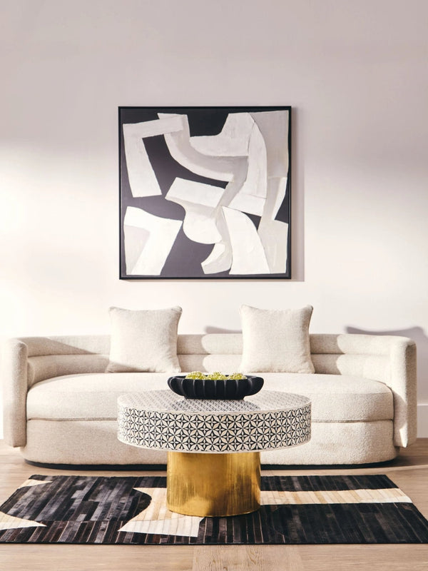 Fusion Round Bone Inlay Coffee Table With Gold Base - XShowhome Limited - Xshowhome