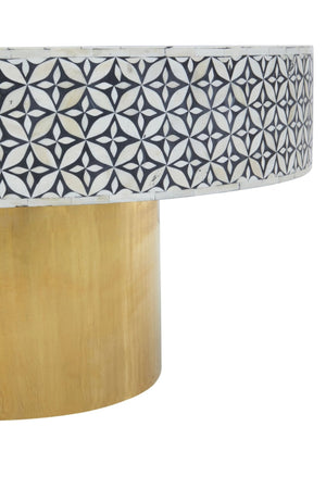 Fusion Round Bone Inlay Coffee Table With Gold Base - XShowhome Limited - Xshowhome