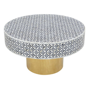 Fusion Round Bone Inlay Coffee Table With Gold Base - XShowhome Limited - Xshowhome
