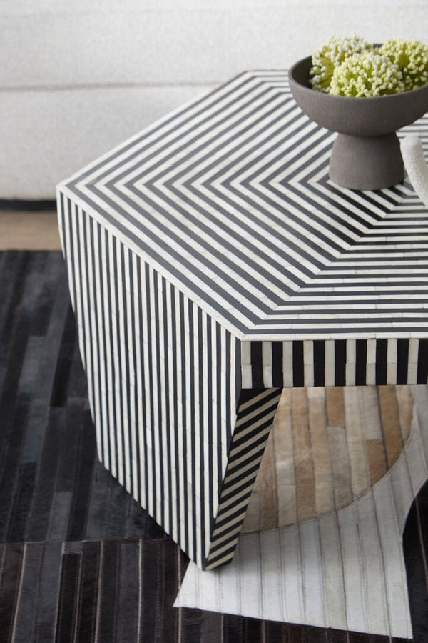 Fusion Striped Bone Inlay Coffee Table - Canwell Interiors Limited - Xshowhome