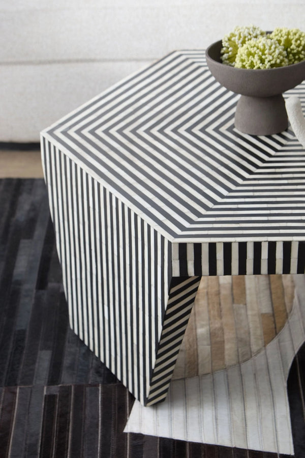 Fusion Striped Bone Inlay Coffee Table - XShowhome Limited - Xshowhome