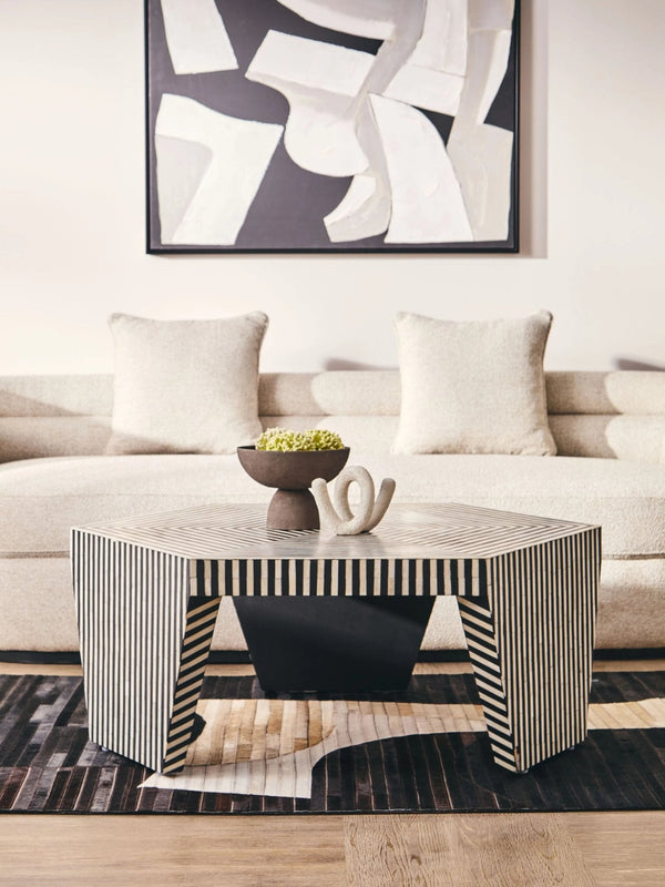 Fusion Striped Bone Inlay Coffee Table - XShowhome Limited - Xshowhome