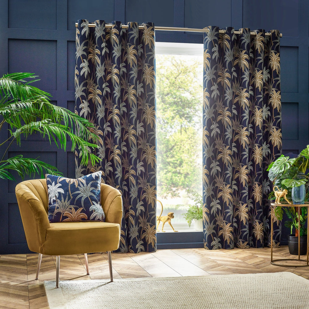 Galapagos 117x137 Eyelet Curtains Navy - Canwell Interiors Limited - Riva