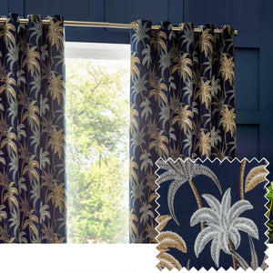Galapagos 117x182 Eyelet Curtains Navy - Canwell Interiors Limited - Riva