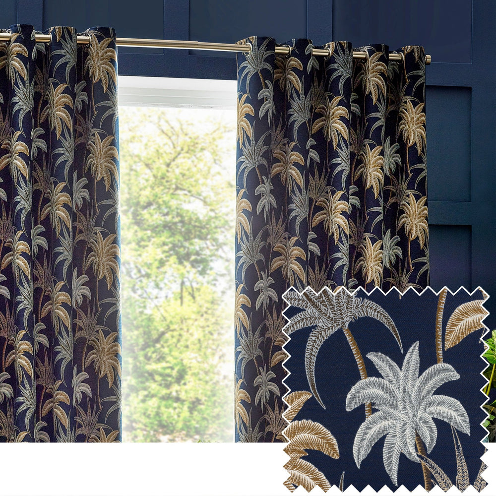 Galapagos 167x137 Eyelet Curtains Navy - Canwell Interiors Limited - Riva