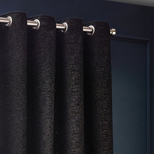 Galaxy 117x137 Eyelet Curtain Black - Canwell Interiors Limited - Riva